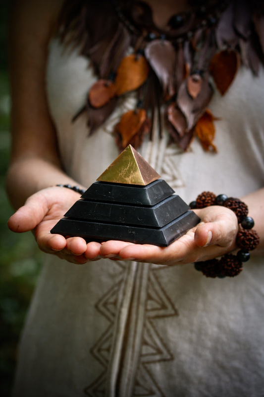 large shungite and copper pyramid