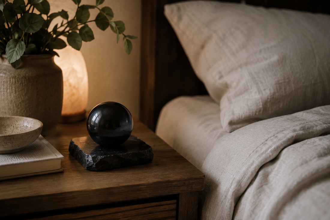 shungite sphere by the bed