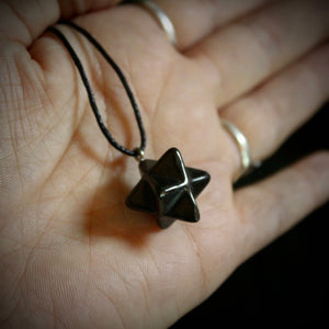 Merkaba Shungite Pendant (1.5cm), handcrafted from genuine shungite stone.