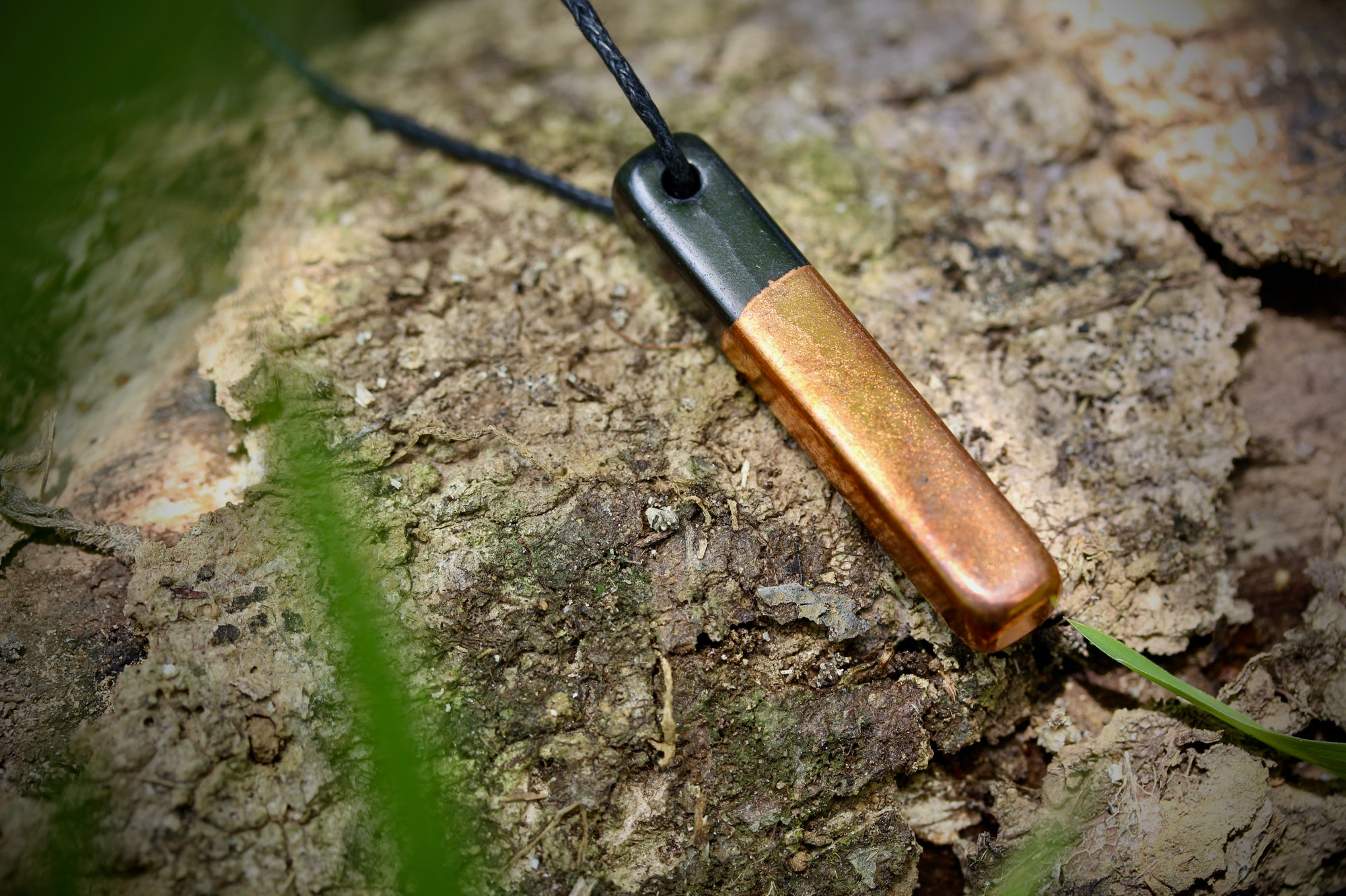 Half Copper-Coated Shungite Pendant